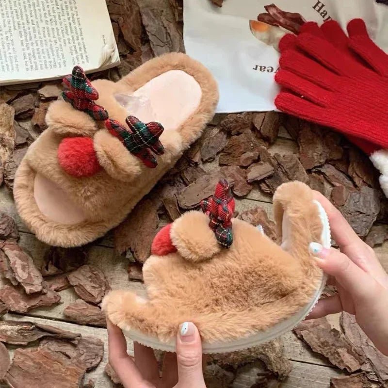 Fur Reindeer Slippers