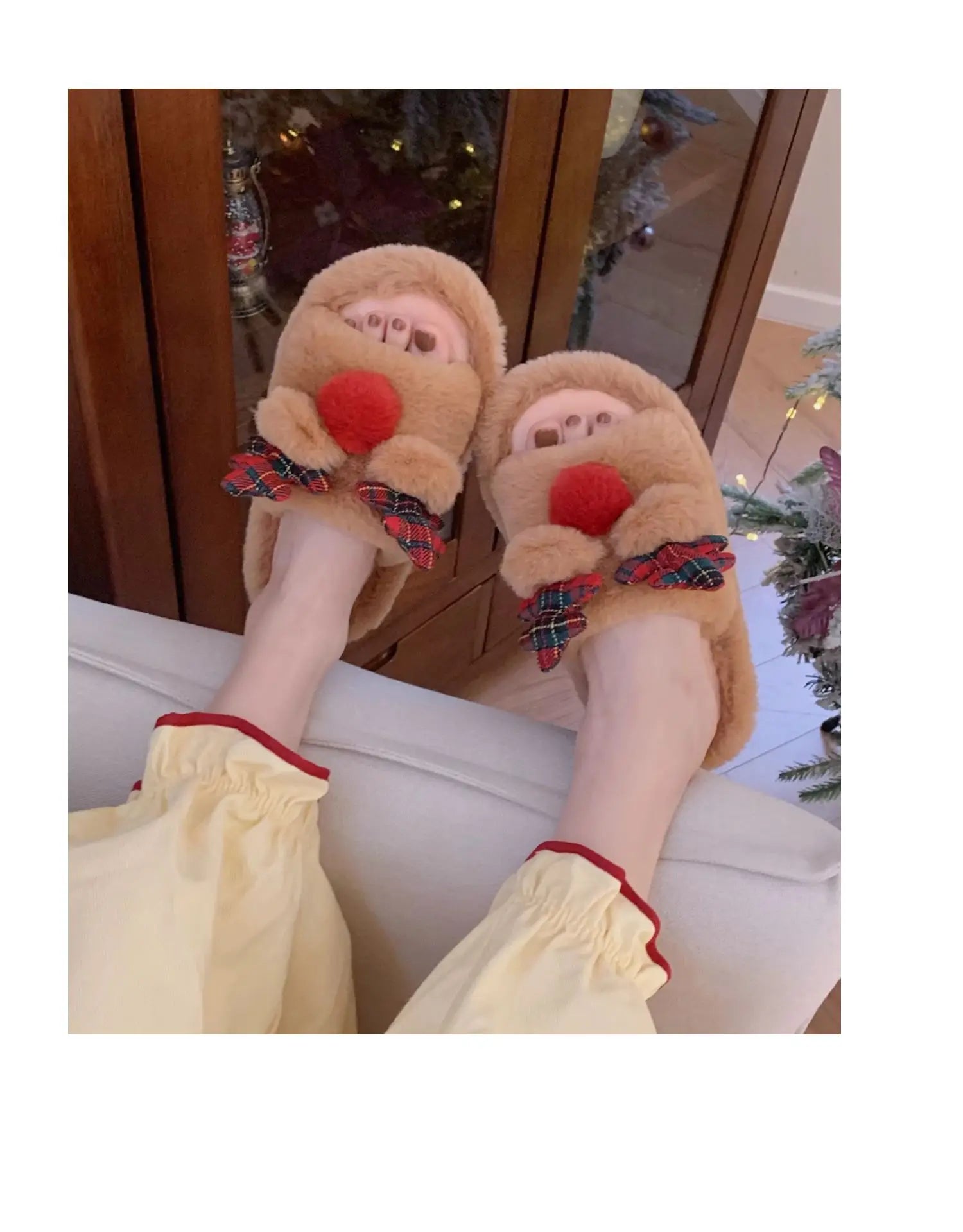 Fur Reindeer Slippers