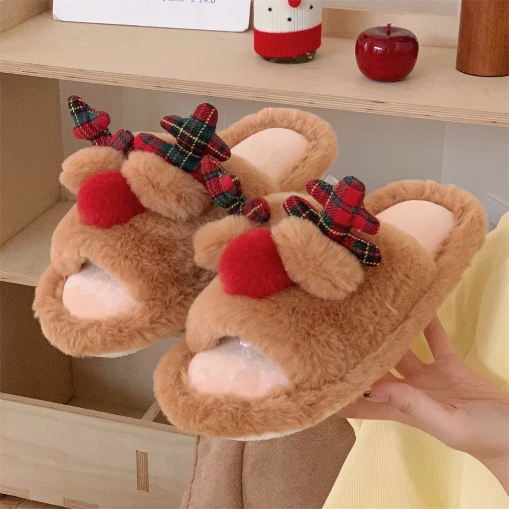 Fur Reindeer Slippers